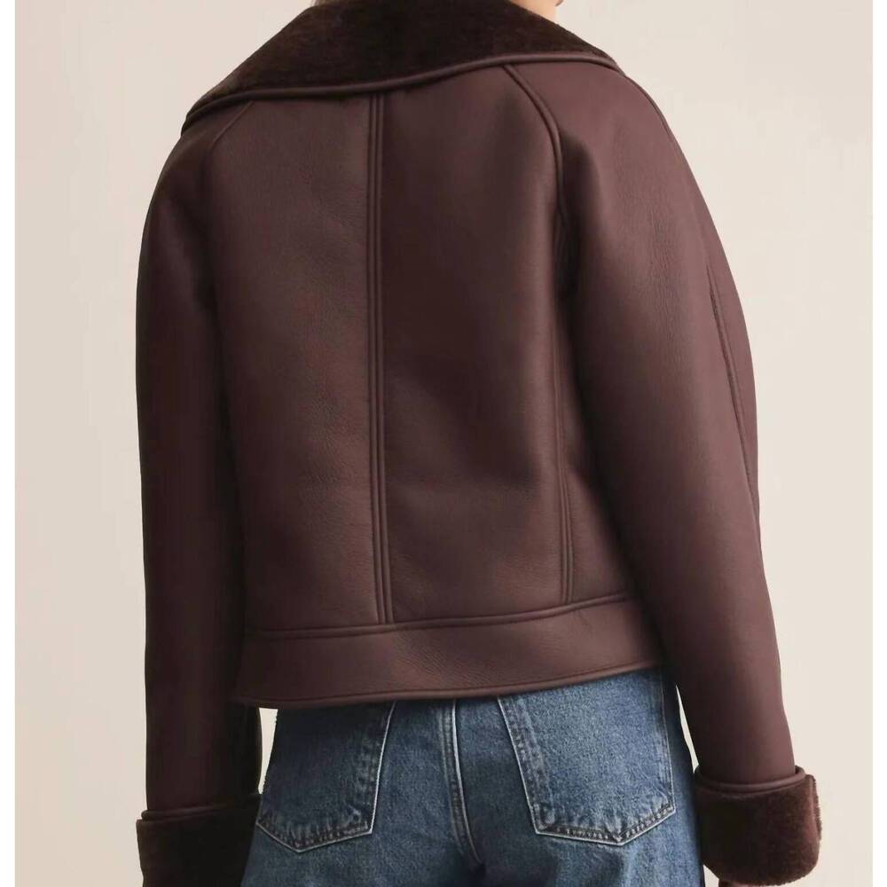 NEW Z SUPPLY locklin sherpa jacket in chocolate cherry - Picture 4 of 4